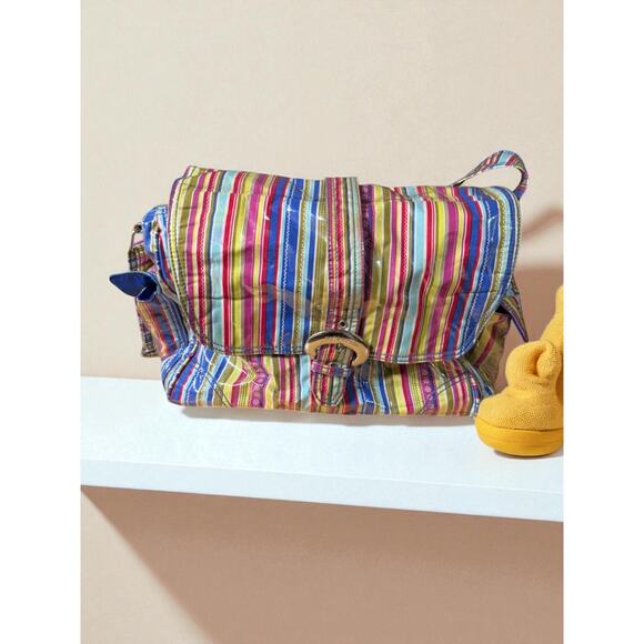 Kalencom Diaper Bag w/ Insulated Bottle Holder NWT Striped Waterproof Vinyl - Picture 2 of 8